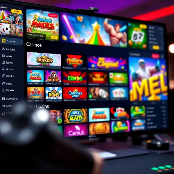 Colorful Australian online casino interface displaying various game options and user account details