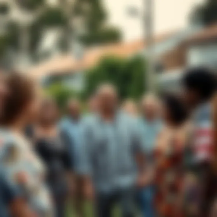 Illustration depicting diverse community members coming together in an Australian neighborhood celebrating fairness and unity