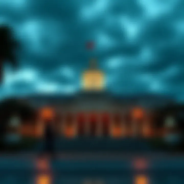 Australian parliament building with a focus on political discussions and policymaking