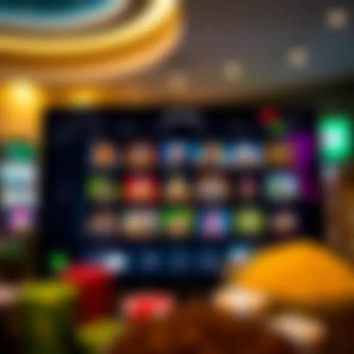 Illustration of a secure online casino interface showing verified licensing badges and a variety of game icons on a digital screen