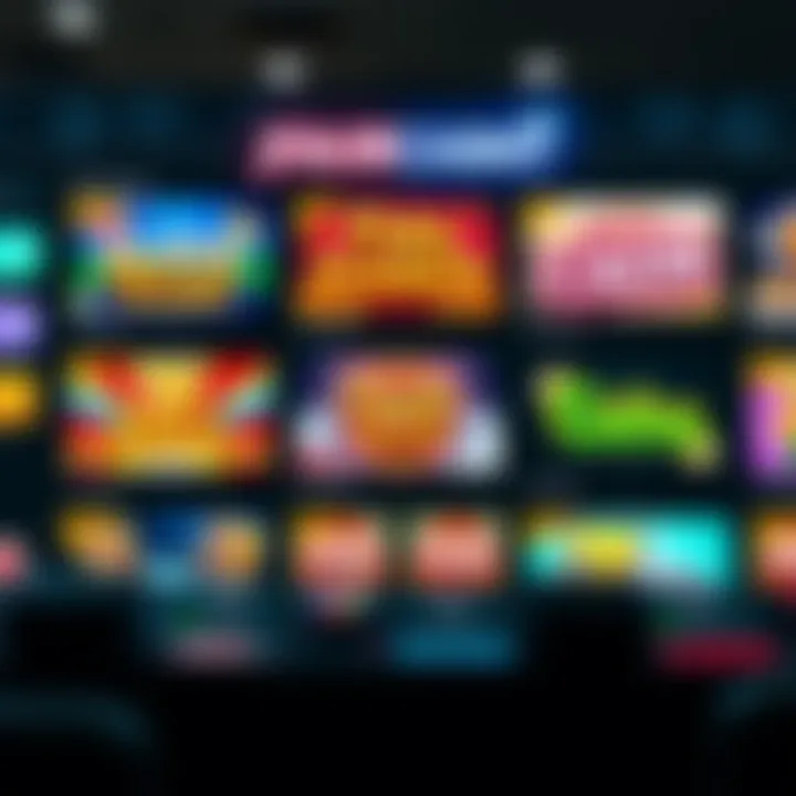 Online casino interface displaying various slot games with vibrant graphics