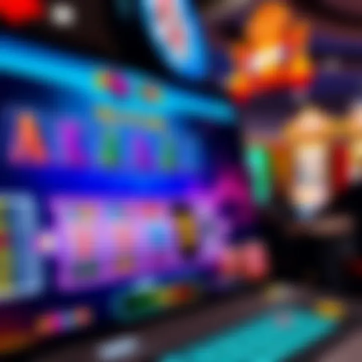 Online casino interface displaying colorful pokies reels and game options on a digital screen