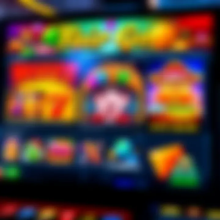 Colorful online casino interface showing diverse slot games and bonus offers