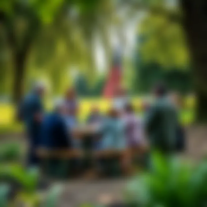 Community members gathered in Ballina park discussing local initiatives promoting fairness and equality