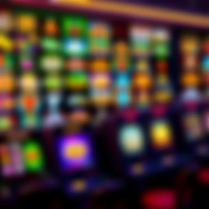 Colorful casino game icons representing a variety of slots and table games available
