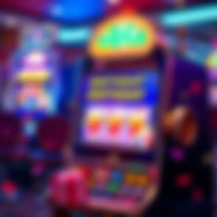 Slot Machine Highlighting Birthday Bonus Offer at Fair Go Casino Bright casino slot machine with birthday decorations and confetti around