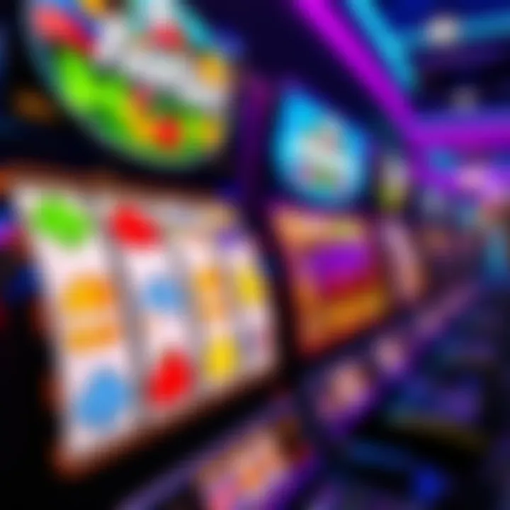 Colorful slot machine reels with Australian-themed symbols and vibrant lights