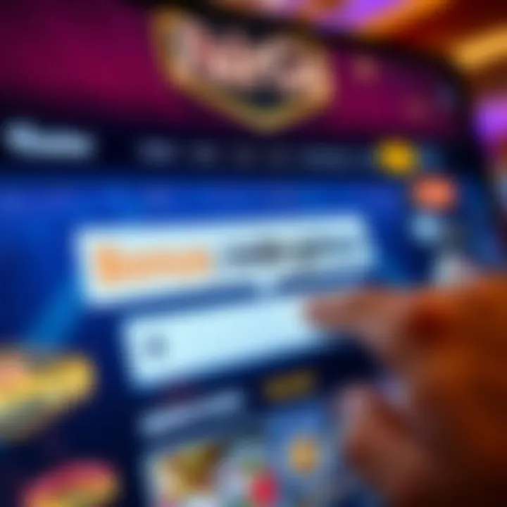 Illustration of a bonus code being entered on a casino website interface with highlighted benefits