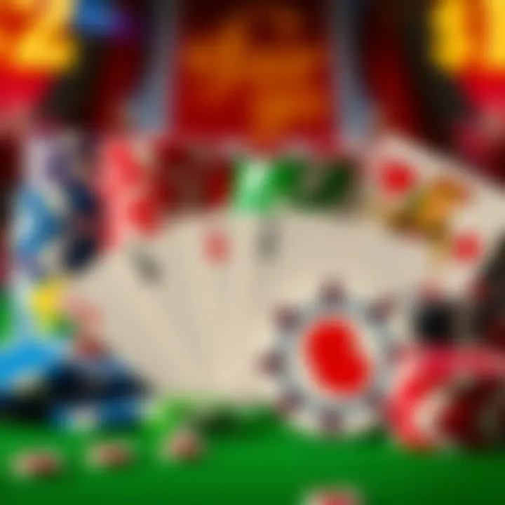 Colorful casino chips and playing cards symbolizing various bonus offers at Fair Go Casino