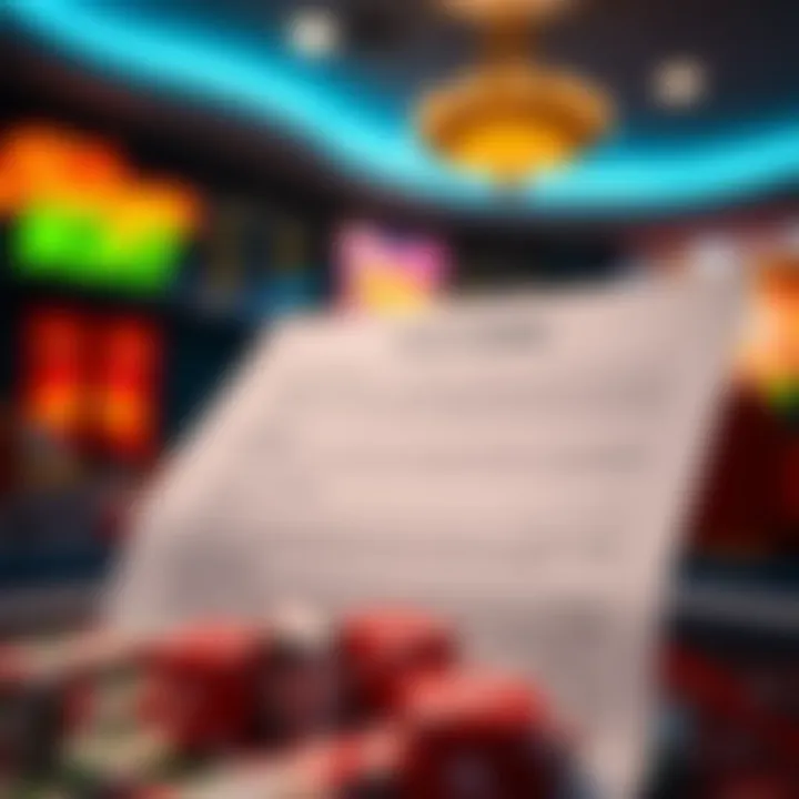Visual representation of terms and conditions document highlighting key points for casino bonus eligibility