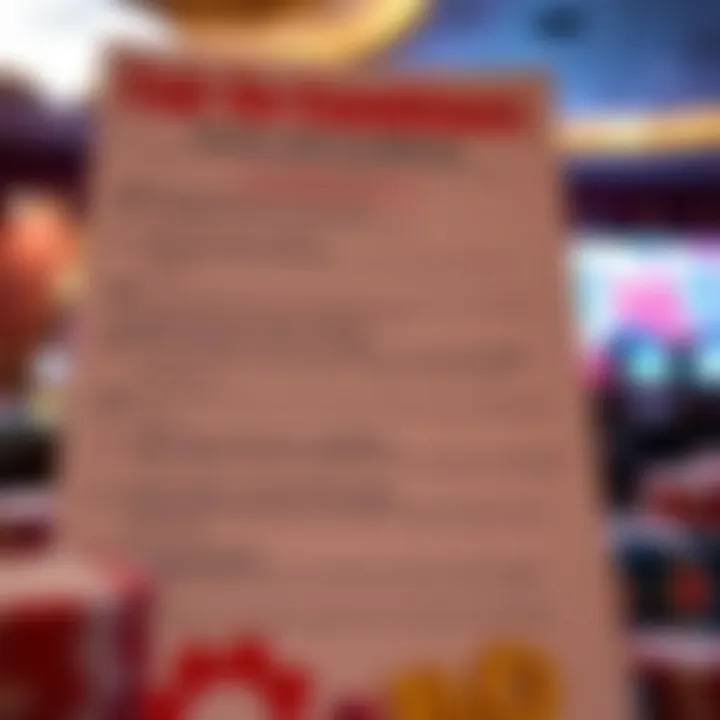 Visual representation of terms and conditions checklist for casino bonus offers