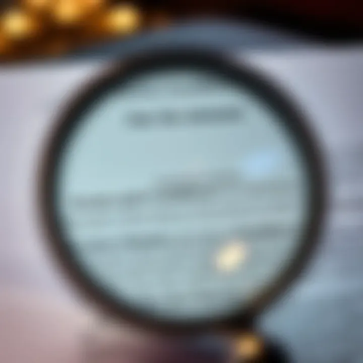 Illustration of terms and conditions document with a magnifying glass highlighting important clauses for casino bonuses