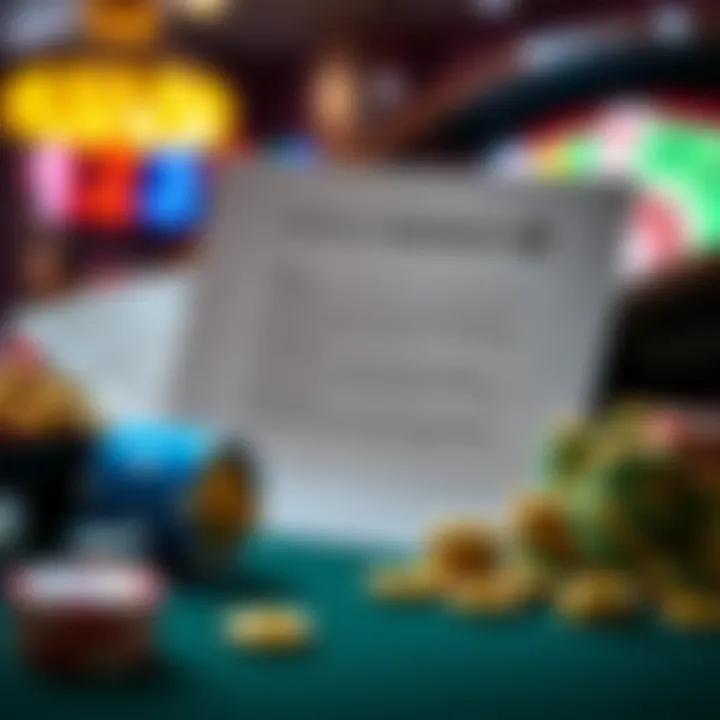 Graphic showing terms and conditions documents alongside casino elements