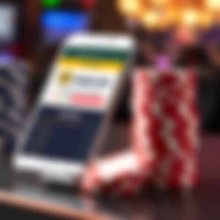 Bright casino chips stacked beside a smartphone displaying a promotional coupon on screen