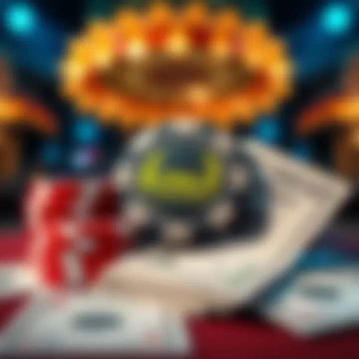 Illustration of a casino chip and dollar bills symbolizing online casino deposit bonuses