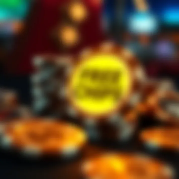 Illustration showing online casino chips with a glowing bonus symbol representing extra free chips offer