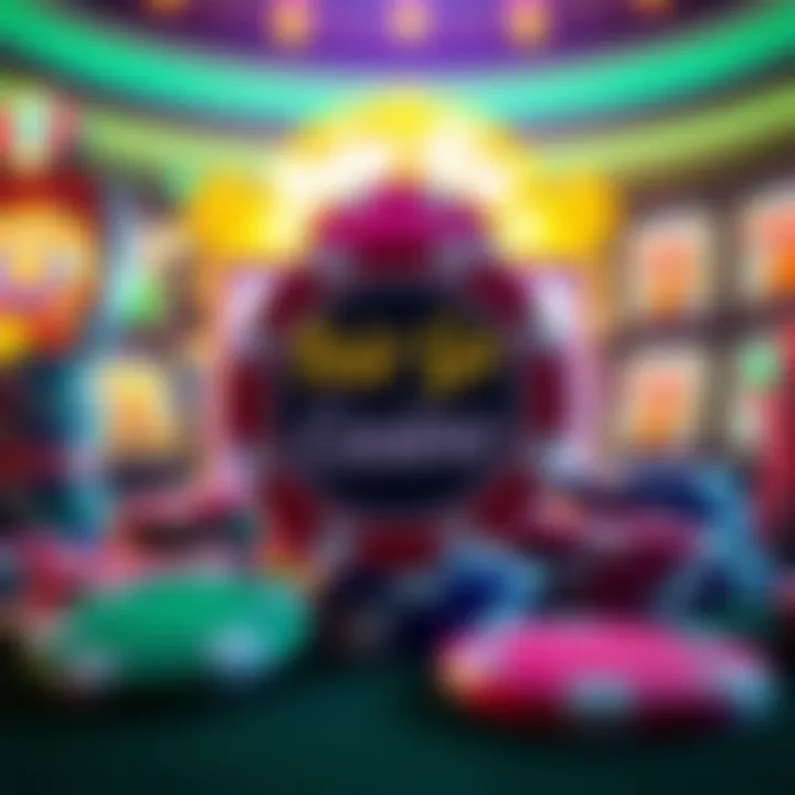 Colorful casino chips and slot machine symbols representing free chip codes at Fair Go Casino