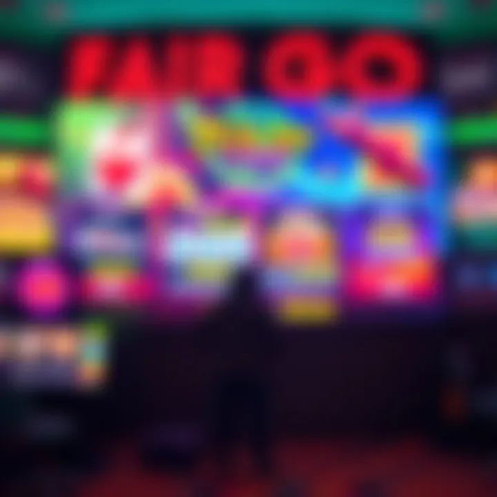 Fair Go Casino Daily Bonus Codes Interface Illustration of a vibrant casino interface highlighting daily bonus codes with bright icons and promotional banners