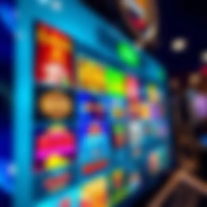 Colorful casino game icons on a digital screen illustrating game variety at Fair Go Casino