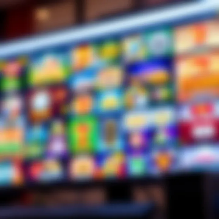 Selection of colorful online casino games displayed on a computer screen