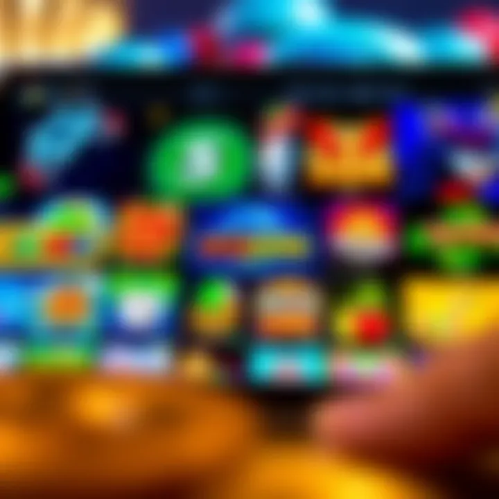 Colorful online casino games displayed on a digital device screen