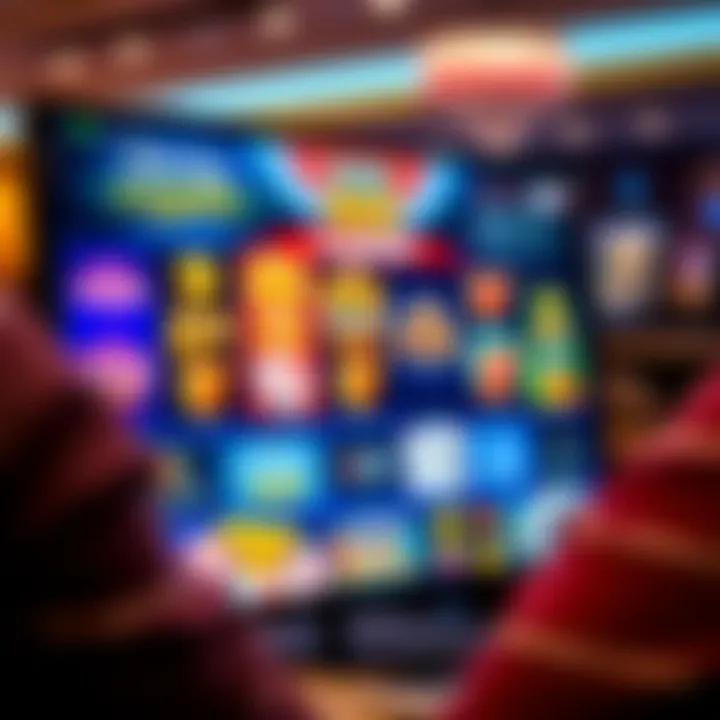A vibrant online casino interface showing a diverse collection of slot games and card games on screen