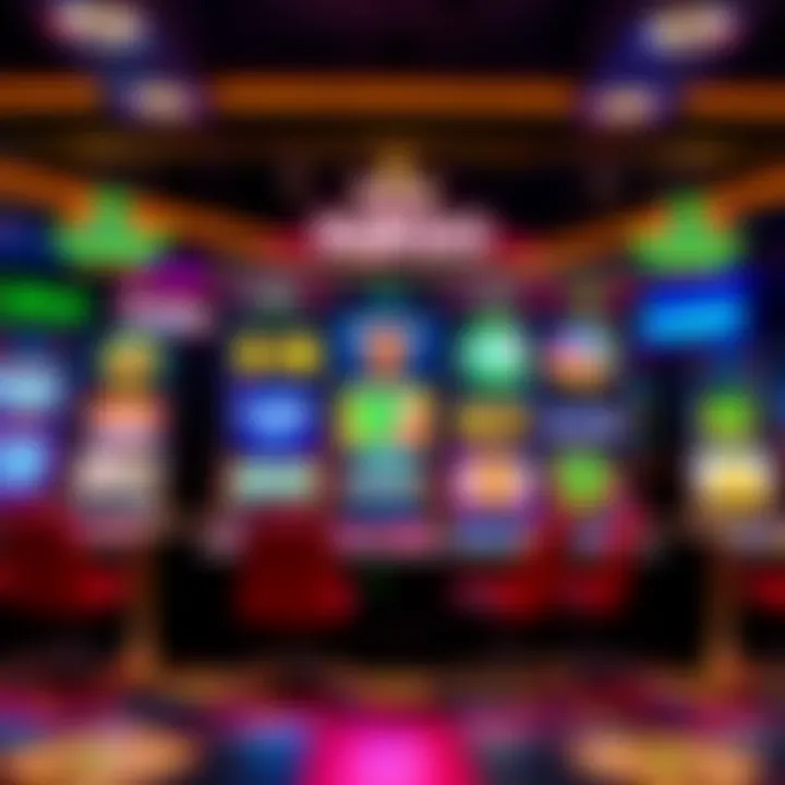 A digital casino interface displaying a variety of slot games with bright and engaging graphics