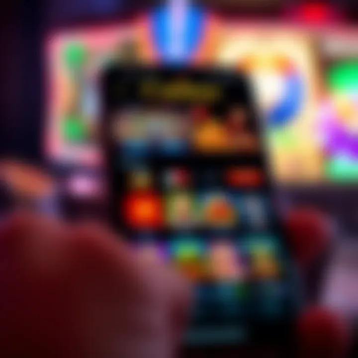 User interface of a mobile casino app showing game selection and navigation options