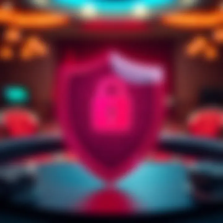 Conceptual graphic showing cybersecurity shield protecting online casino data