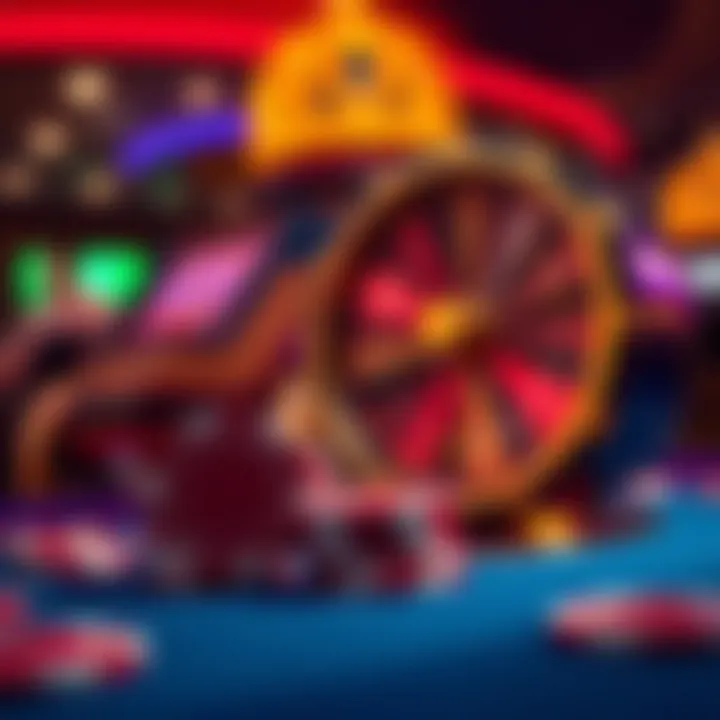 Illustration of casino chips and a spinning slot reel representing no deposit bonuses at an online casino