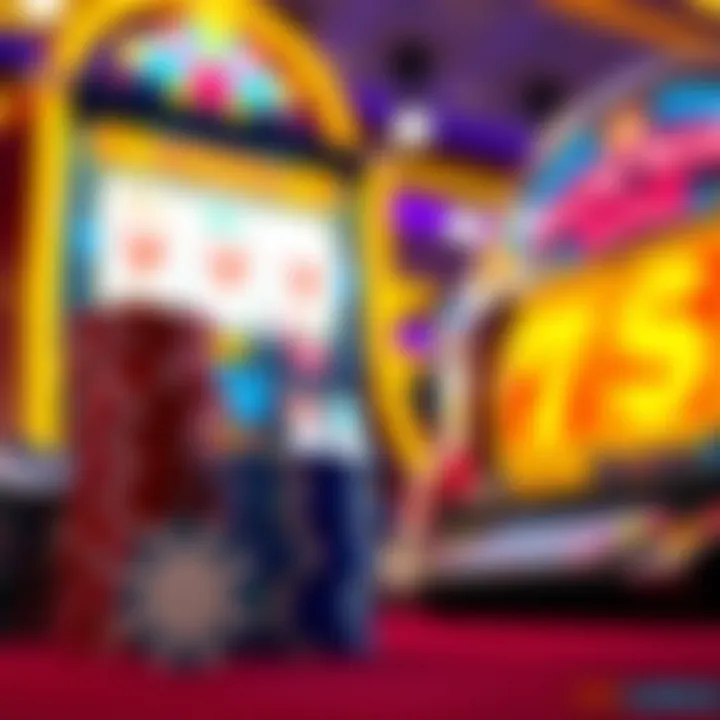 Bright casino chips stacked beside a glowing slot machine displaying winning symbols