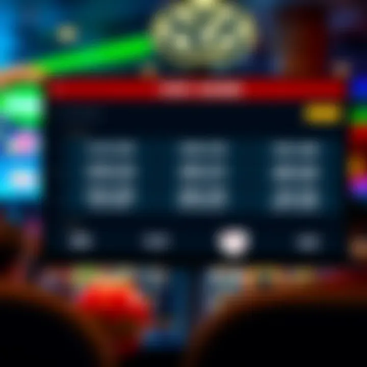 Digital interface displaying various bonus codes for online casino players