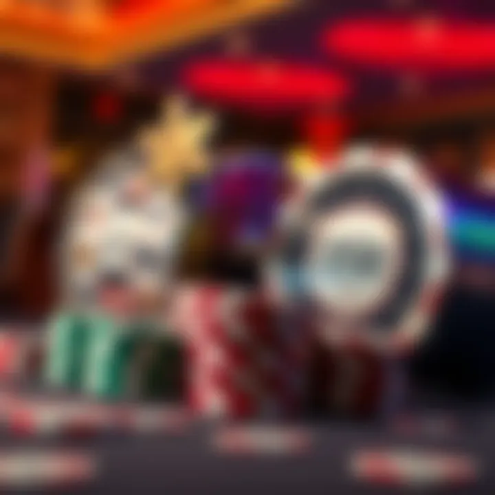 Illustration of casino chips and spinning reels symbolizing bonus offers