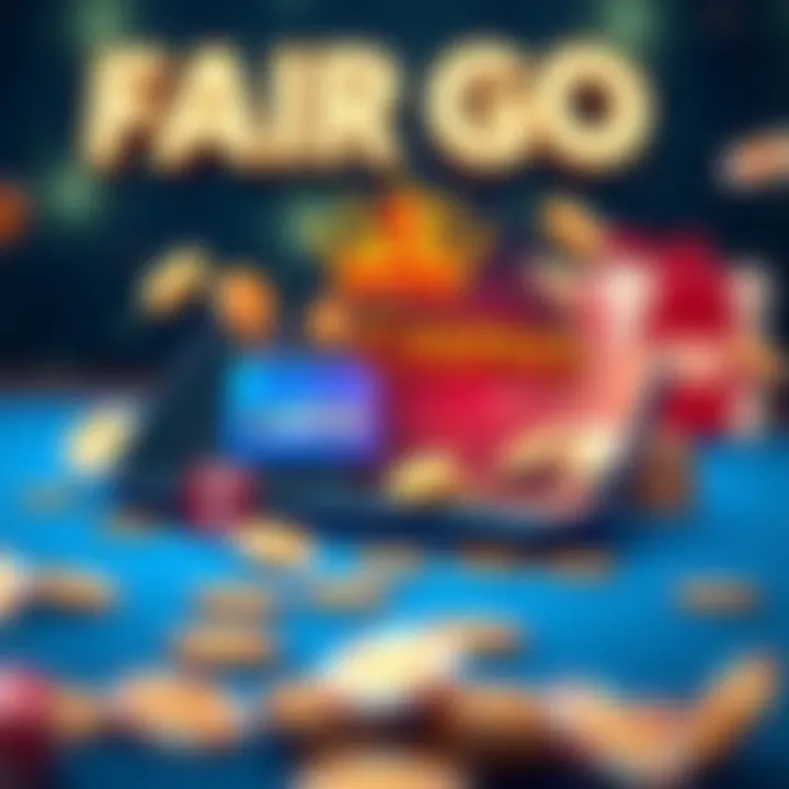 Illustration showing a digital casino interface with bonus icons and coins surrounding a smartphone