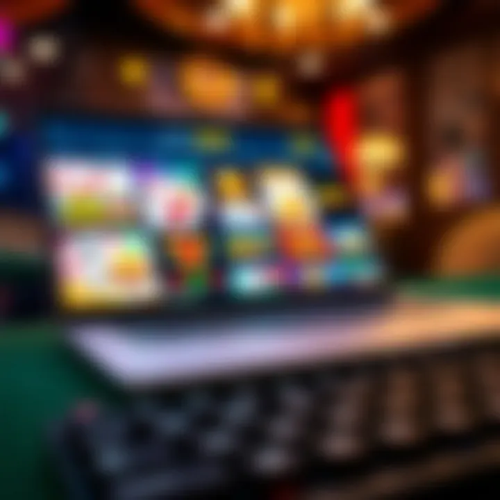 Laptop showing various casino games available at Fair Go Casino