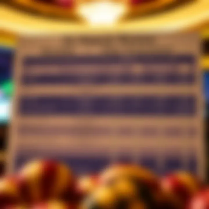 Comparison chart outlining benefits and terms of different casino promotions