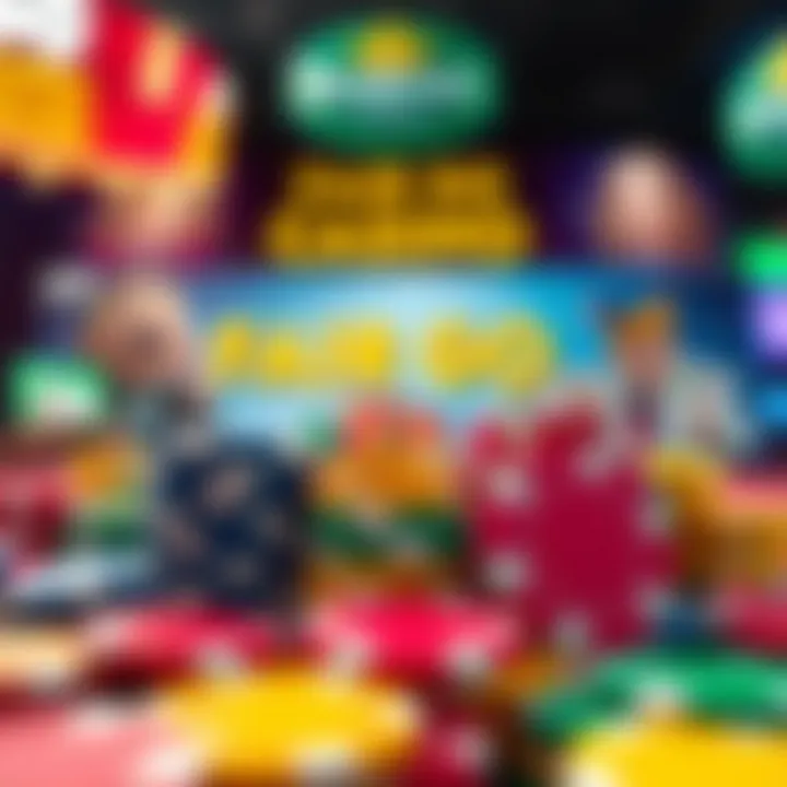 Colorful casino chips and promotional banners for ongoing casino bonuses