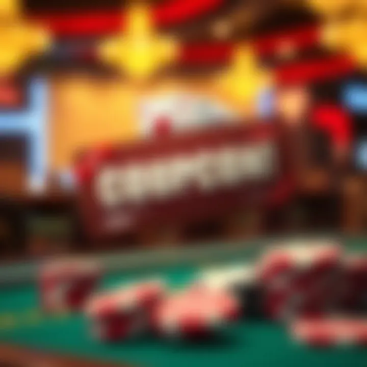 Illustration showing a digital coupon with casino-themed icons like cards and chips