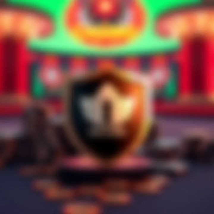 Safe and responsible gambling concept with casino tokens and secure shield symbol