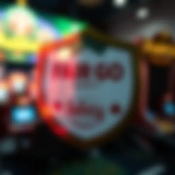 Graphic displaying casino safety shield and fairness guarantee symbols