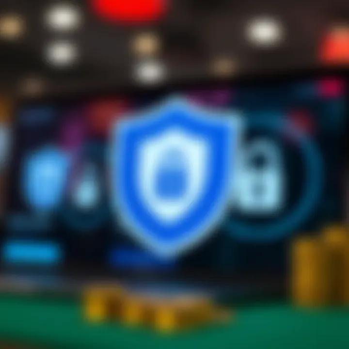 Visual representation of secure online gambling with shield and lock icons indicating fairness and player safety