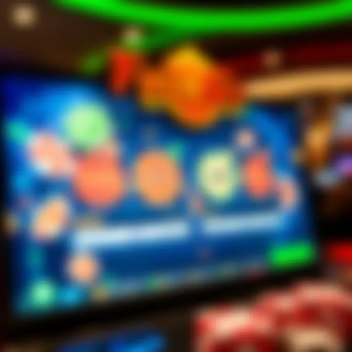 Illustration showing various casino chips and bonus codes on a digital screen