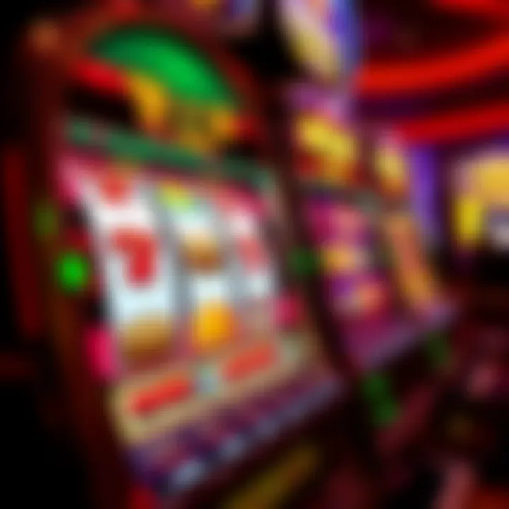 Colorful casino slot reels displaying winning combination with vibrant lights