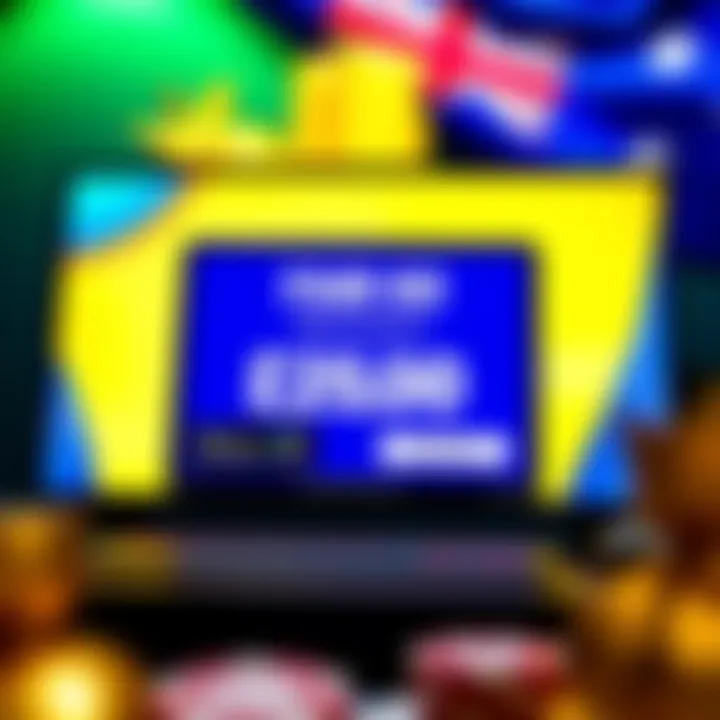 Illustration of a digital casino screen displaying a deposit bonus offer with a vibrant Australian flag background