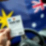 Driver holding a provisional licence card with an Australian flag background