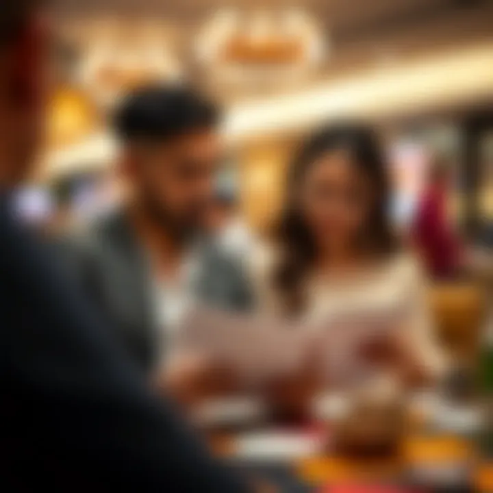 Engaged couple discussing financial planning and immigration paperwork