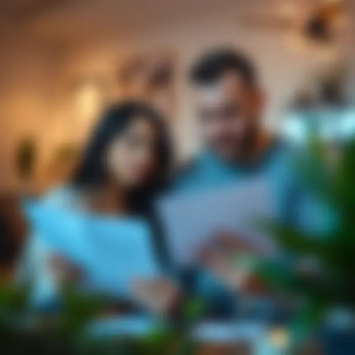 Couple reviewing legal documents together in a home setting
