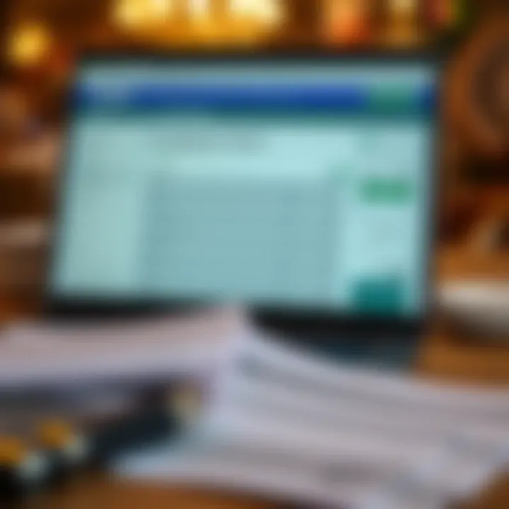 Financial documents and laptop showing loan application details