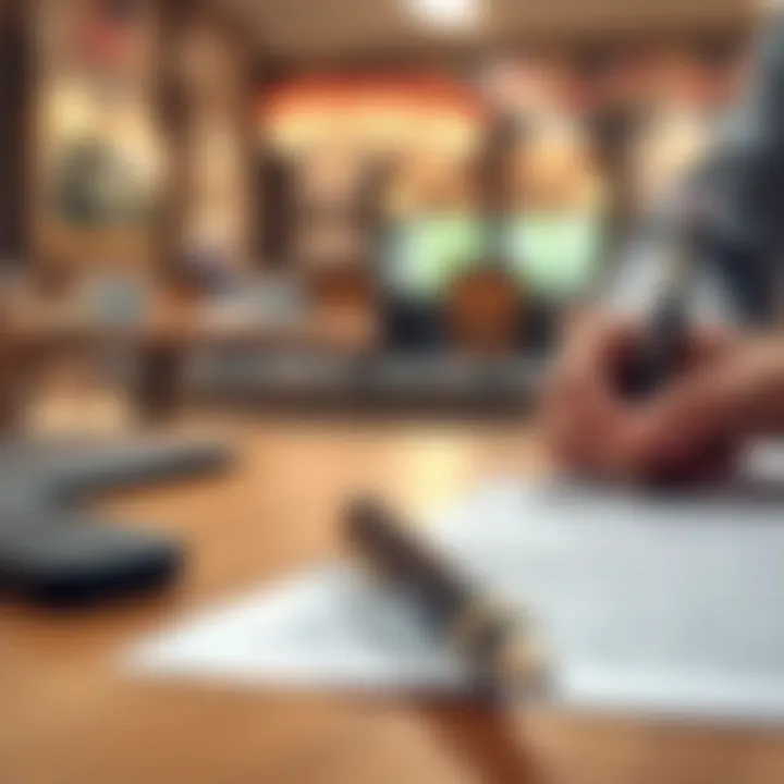 Detailed view of a loan agreement document with a pen on a wooden table