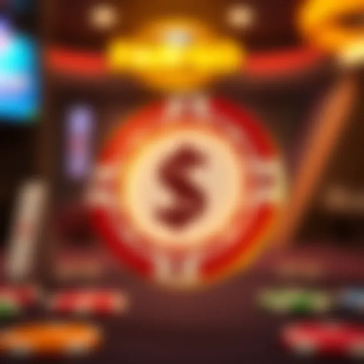 Illustration of a digital casino chip with a dollar symbol indicating a free chip offer